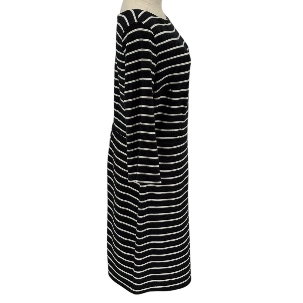 Old Navy Womens Black White Striped Boat Neck 3/4 Sleeve‎ Midi Dress Size L - Picture 3 of 5